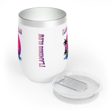 Flamingo Glow wine tumbler with included top