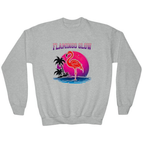 Flamingo Glow youth sweatshirt in gray