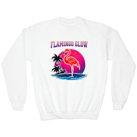 Flamingo Glow youth sweatshirt in white