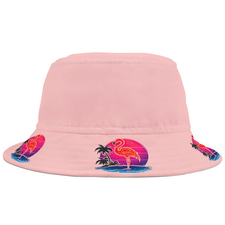 Flamingos beach bucket hat left