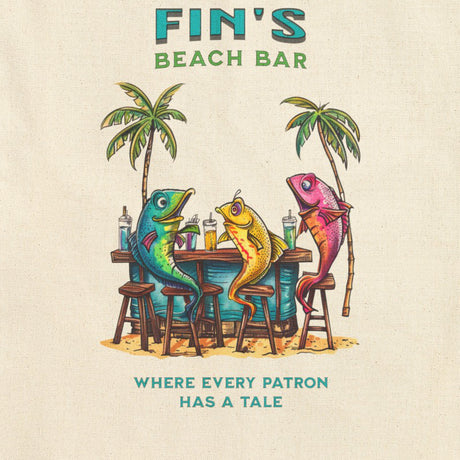 Design for Fin's Beach Bar Tales tote handbag