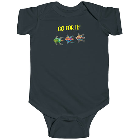 Go For It Turtle baby bodysuit in black