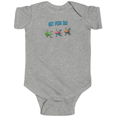 Go For It Turtle baby bodysuit in gray