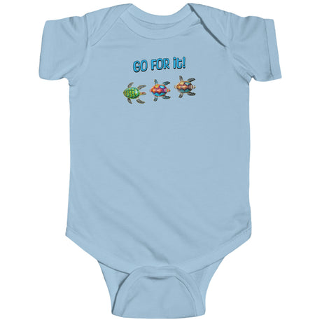 Go For It Turtle baby bodysuit in light blue