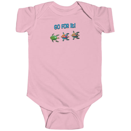 Go For It Turtle baby bodysuit in pink