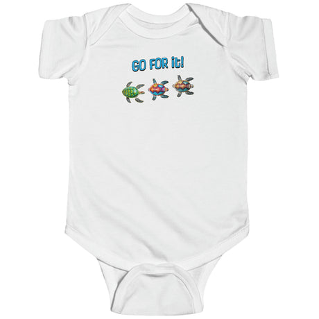 Go For It Turtle baby bodysuit in white