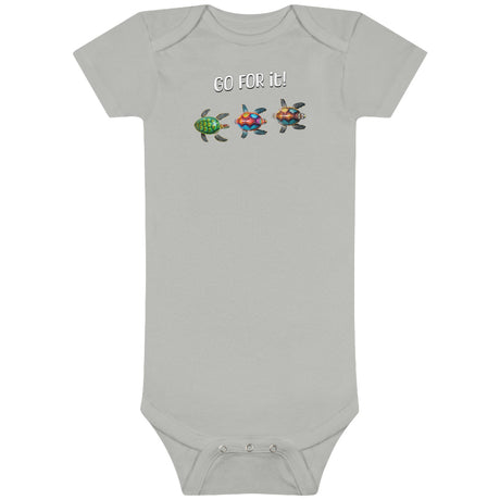 Go For It Turtles baby Onesie in gray