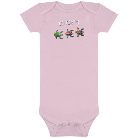 Go For It Turtles baby Onesie in pink