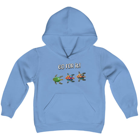 Go For It Turtle youth hoodie in carolina blue