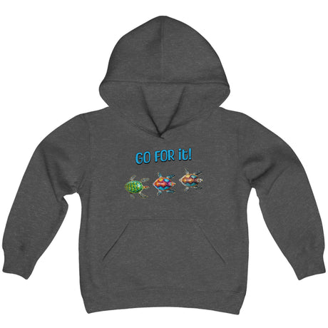 Go For It Turtle youth hoodie in dark heather