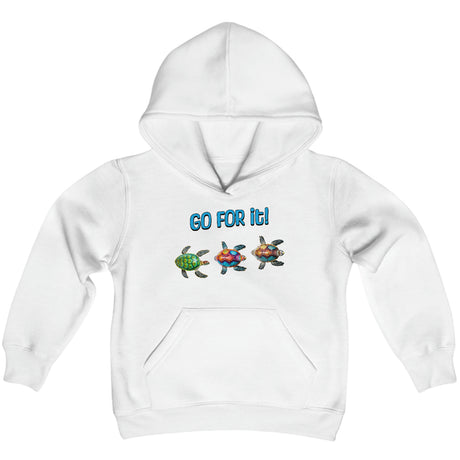 Go For It Turtle youth hoodie in white