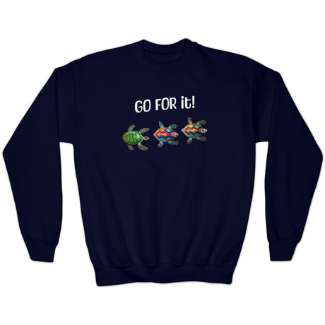 Go For It Turtles youth sweatshirt in navy blue