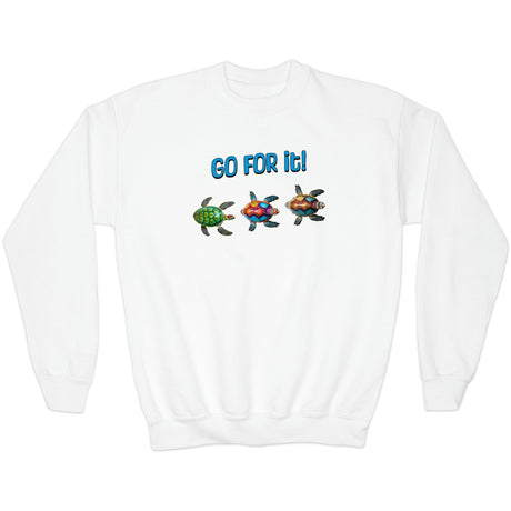 Go For It Turtles youth sweatshirt in wihte