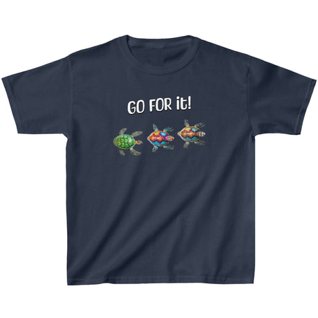 Go For It! Turtle youth t-shirt in navy blue