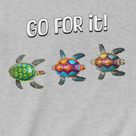 Close-up of Go For It! Turtle design