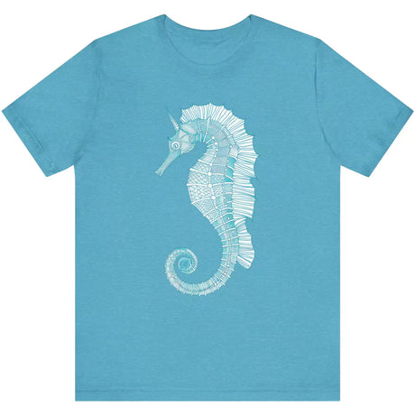 Heather aqua Intricate Seahorse t-shirt