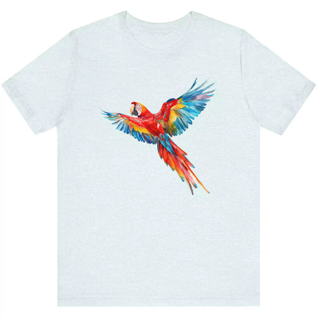 Heather ice blue Scarlet Macaw Parrot t-shirt