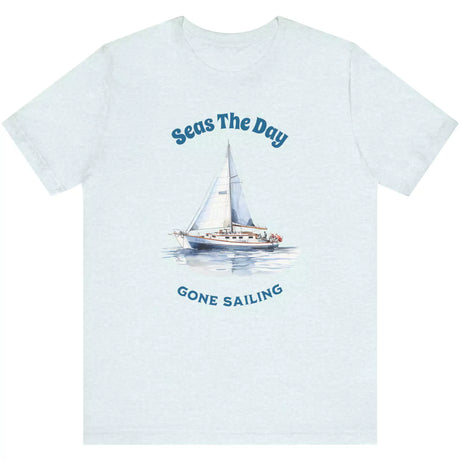 Heather ice blue Seas The Day | Gone Sailing t-shirt