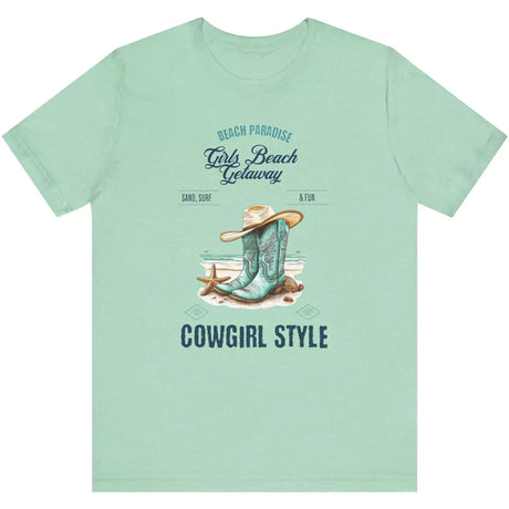 Heather Mint Beach Paradise Cowgirl Style t-shirt