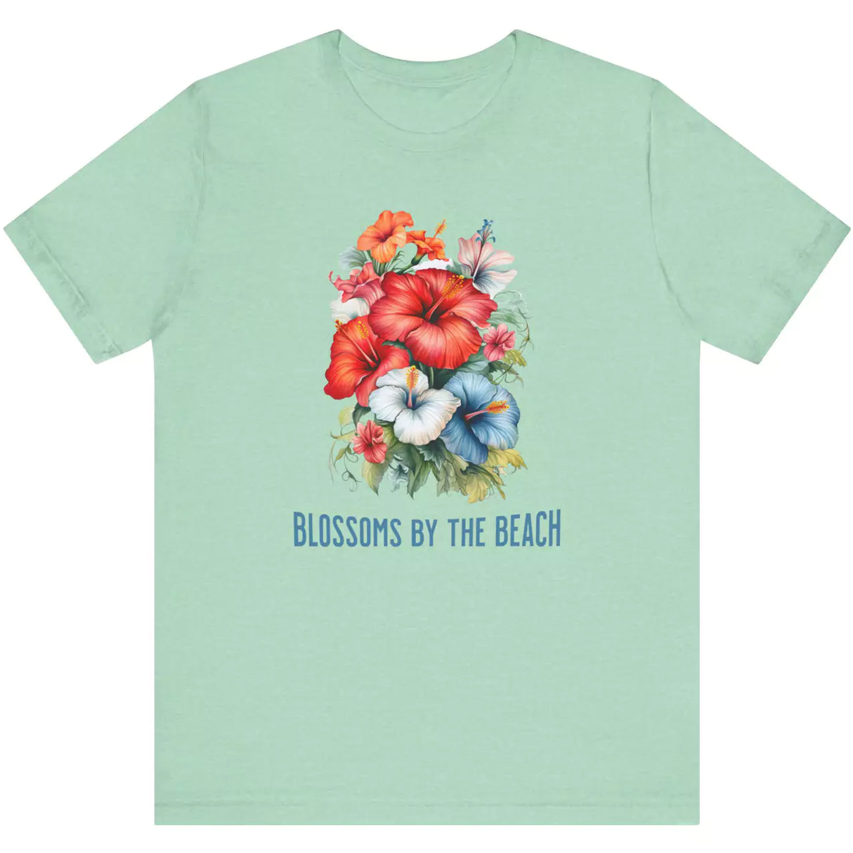 Mint green Blossoms By The Sea Hibiscus Flowers t-shirt