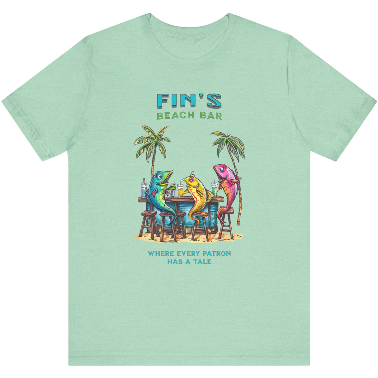 Heather mint Fin's Beach Bar Tales t-shirt