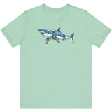 Heather Mint Great White Watercolor t-shirt