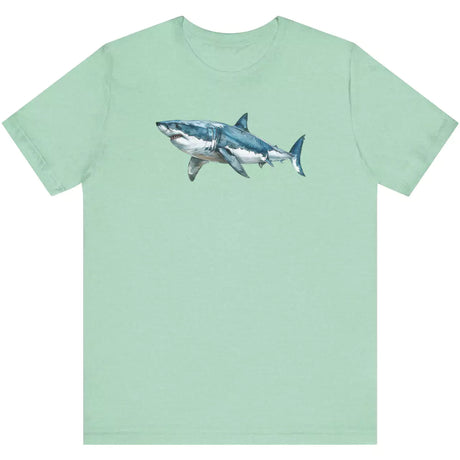 Heather Mint Great White Watercolor t-shirt