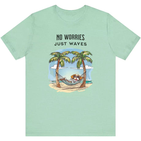 Heather Mint No Worries Just Waves t-shirt