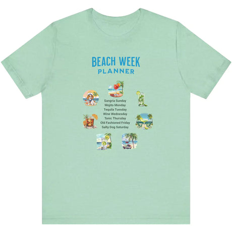 Heather Mint Beach Week Planner t-shirt