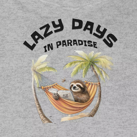 Close-up of Lazy Days zip up hoodie design