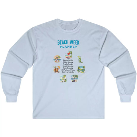 Light blue Beach Week Planner long-sleeve t-shirt