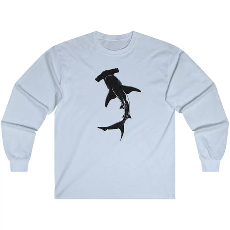 Light blue Hammerhead Shark Silhouette long-sleeve t-shirt