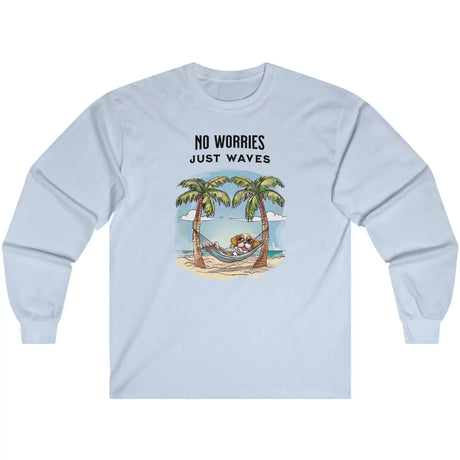 Light blue No Worries Just Waves long-sleeve t-shirt