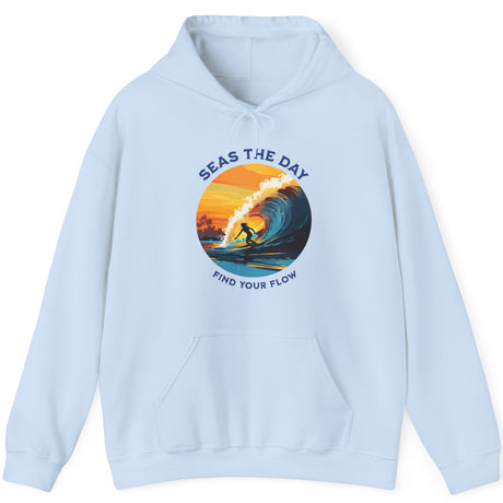 Ride The Tide drawstring hoodie in light blue