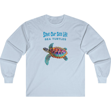 Light blue Save Our Sea Turtles long-sleeve t-shirt