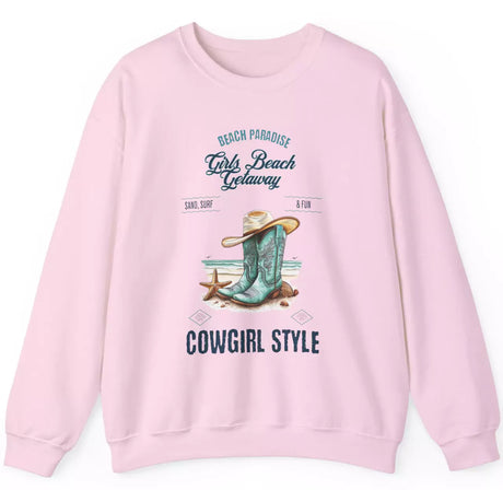 Light pink Beach Paradise Cowgirl Style sweatshirt