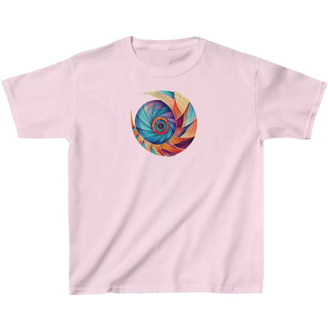 Light pink Nautilus Inspired Beach Bliss Spiral youth t-shirt