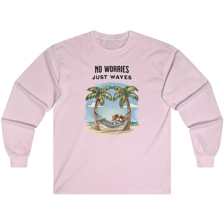 Light pink No Worries Just Waves long-sleeve t-shirt