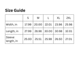 Size guide for Old Fashioned Girl long-sleeve t-shirt