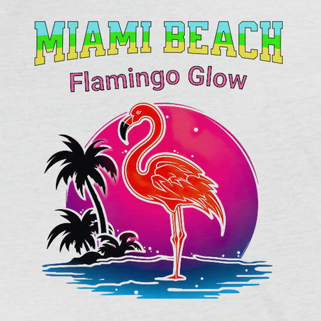 Close-up of Miami Flamingo Glow tank top design