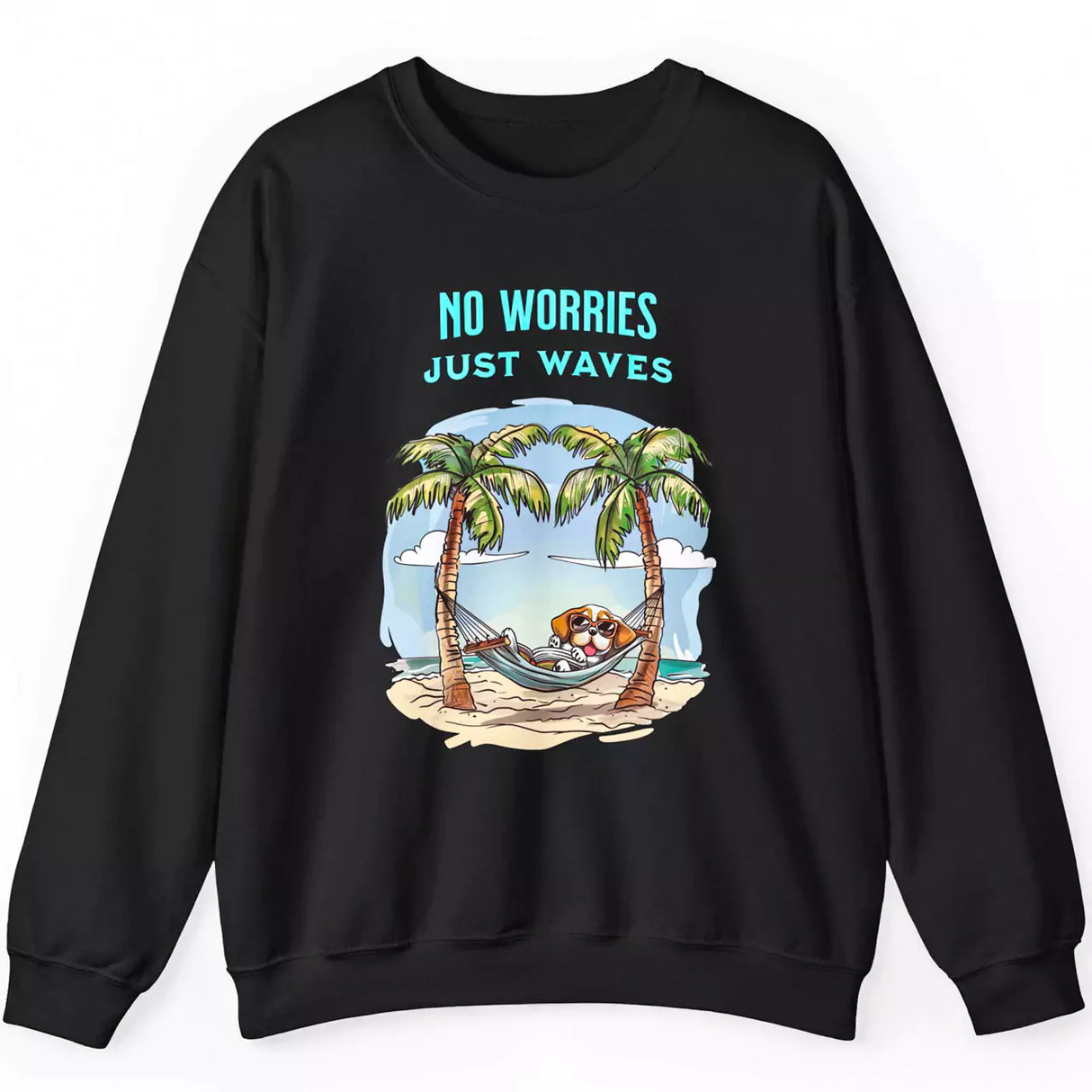 No Worries Just Waves black sweatshirt