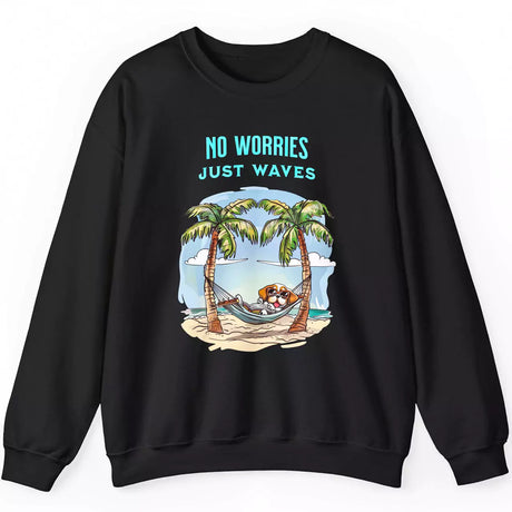 No Worries Just Waves black sweatshirt