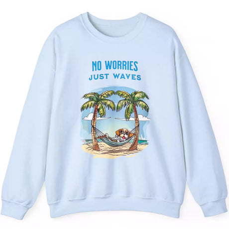 No Worries Just Waves light blue sweatshirt