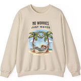 No Worries Just Waves sand-color sweatshirt