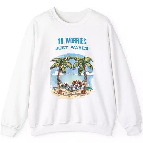 No Worries Just Waves white sweatshirt