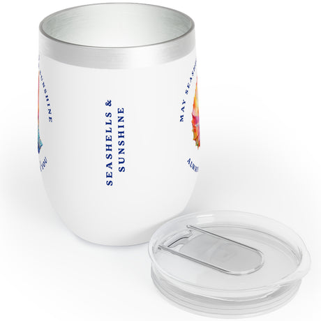 Seashells And Sunshine insulated tumbler with included top