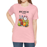 Pink Beach Time Always t-shirt on model