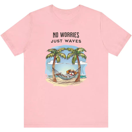 Pink No Worries Just Waves t-shirt