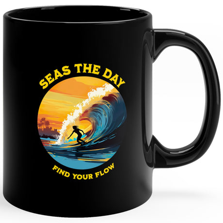 Ride The Tide 11 oz black mug right