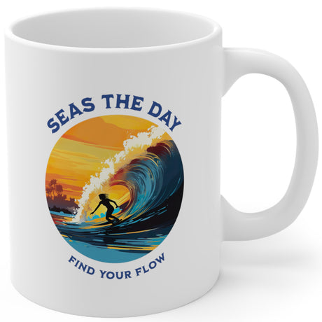 Ride The Tide 11 oz white mug right side